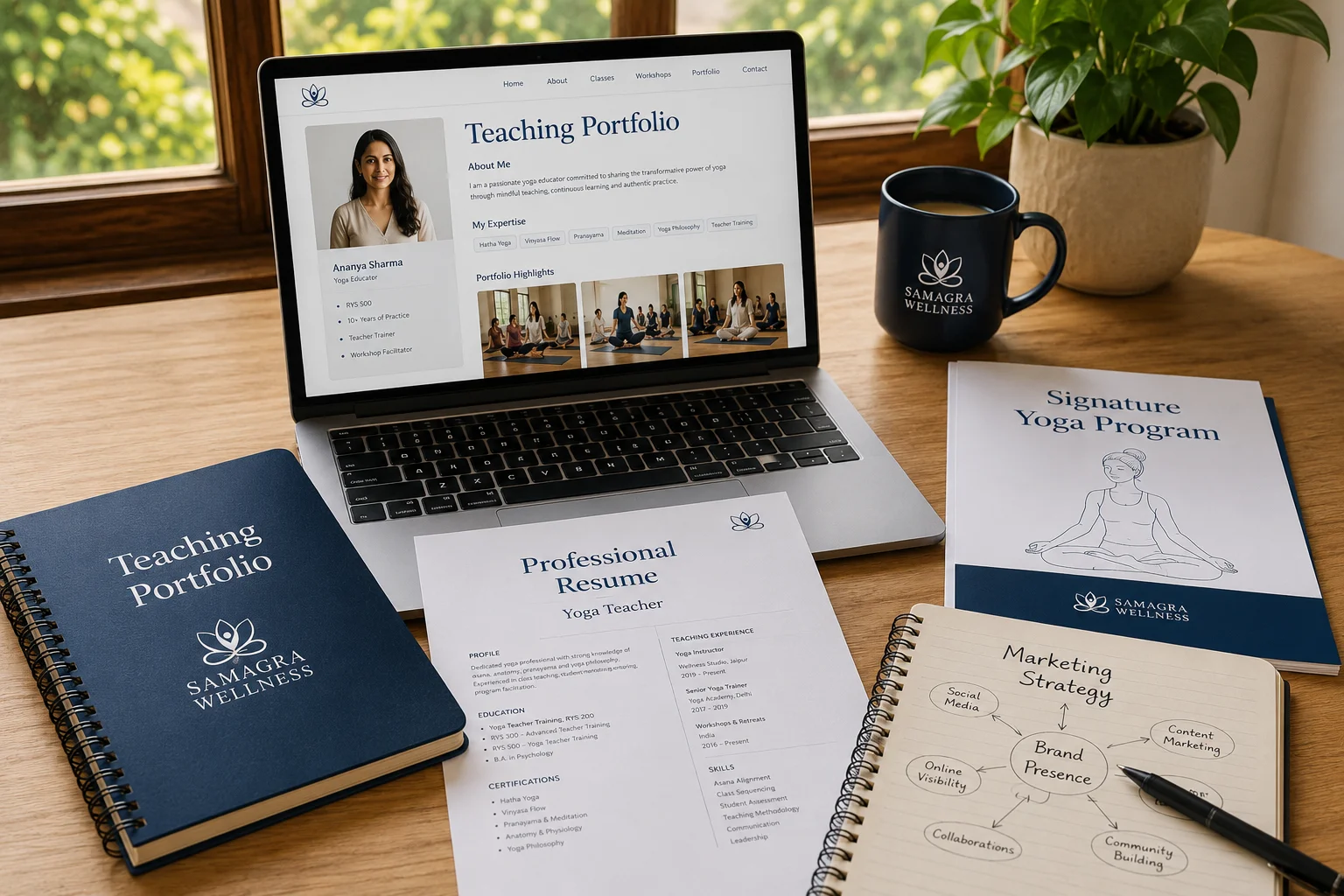 Professional yoga teaching portfolio and career materials